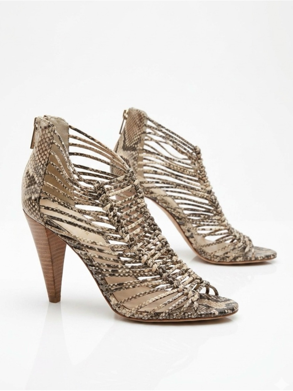 Vince Camuto Alsandra Snakeskin Caged Sandals Heels